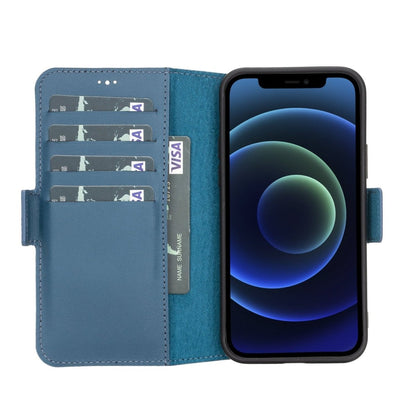 Bayelon iPhone 12 Pro Max Leather Wallet Case #color_ Burnt Blue