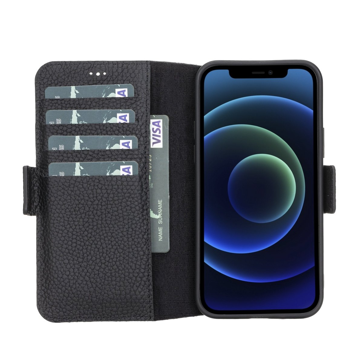 Bayelon iPhone 12 Pro Max Leather Wallet Case #color_ Floater Black