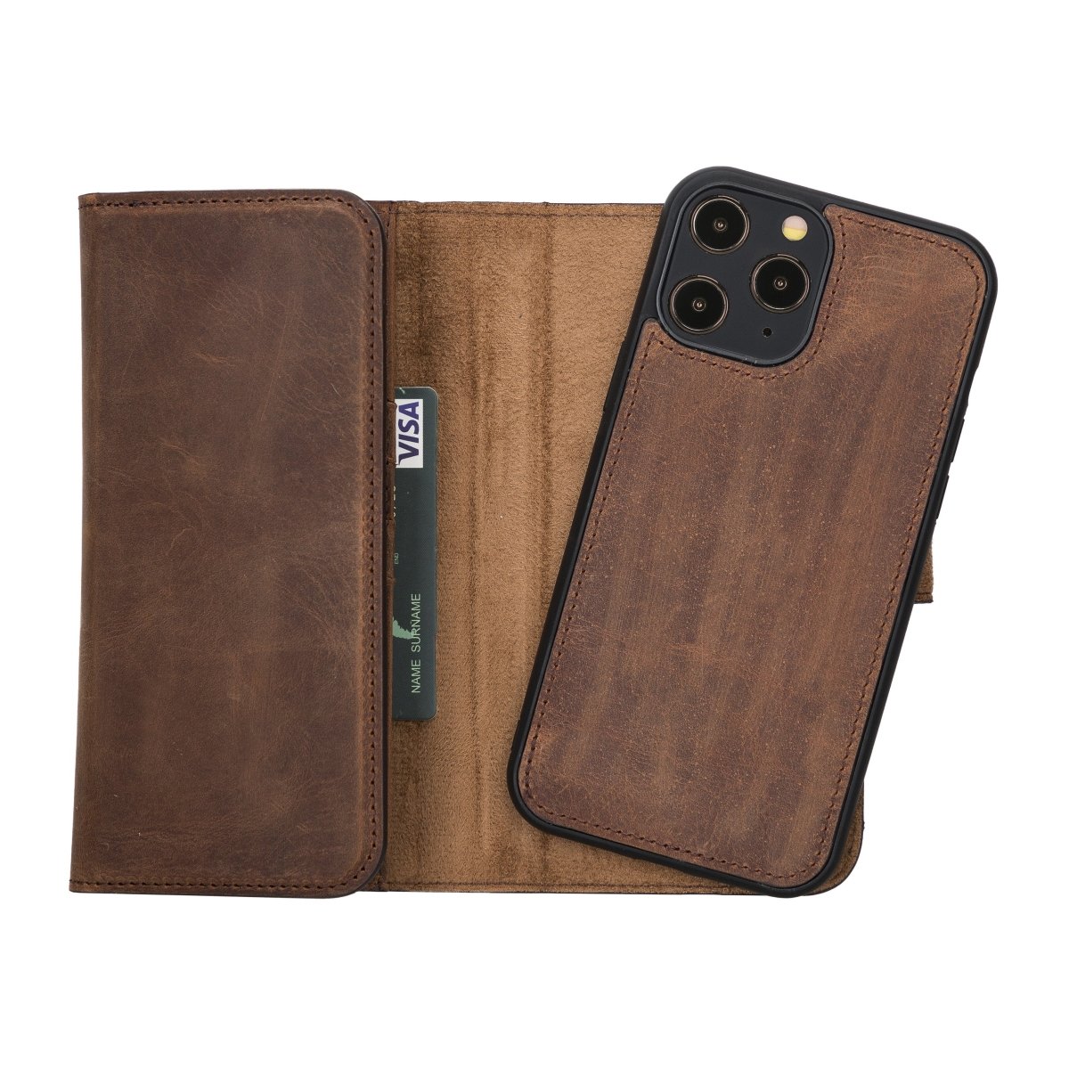 Bayelon iPhone 12 Pro Max Trifold Leather Wallet Case #color_