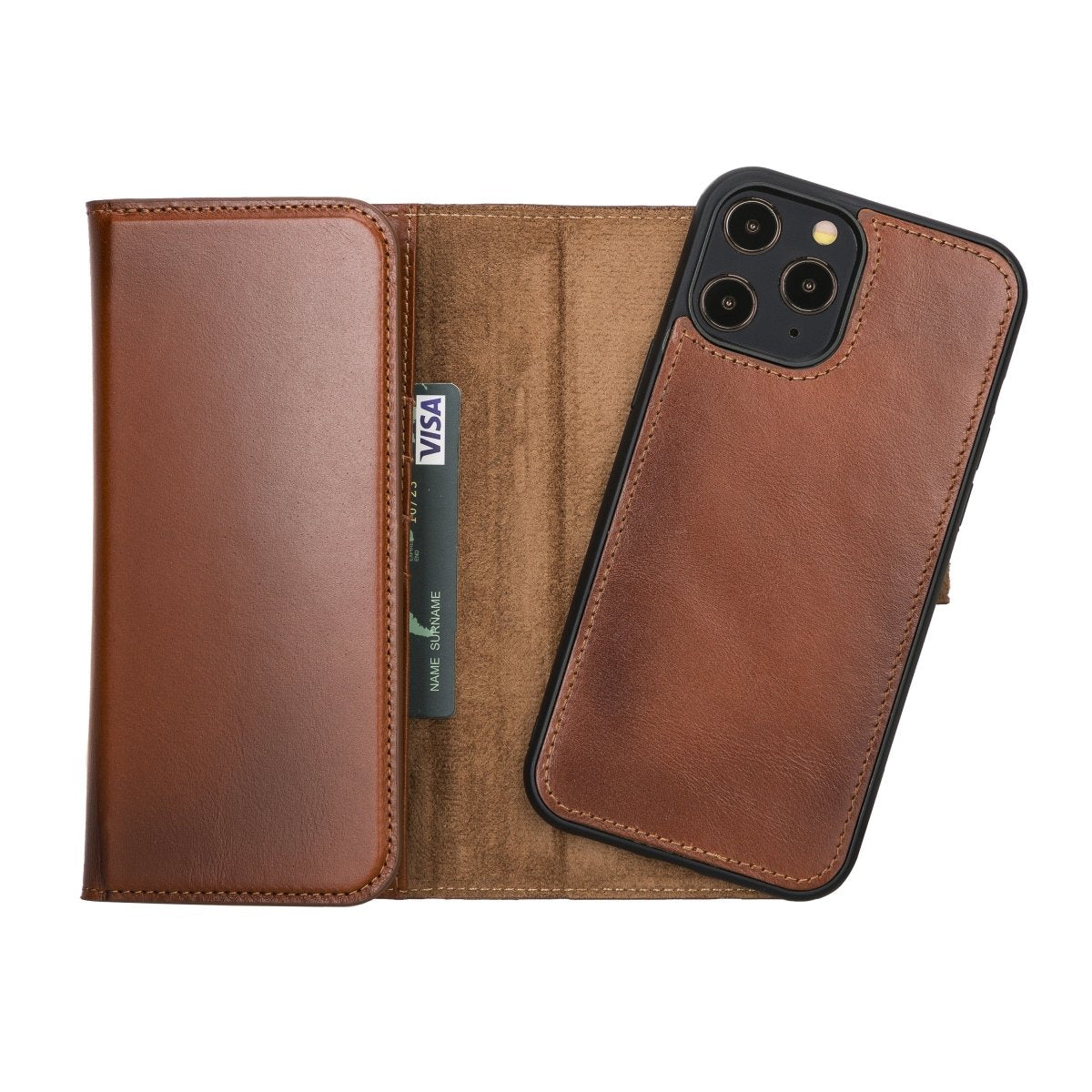 Bayelon iPhone 12 Pro Max Trifold Leather Wallet Case #color_