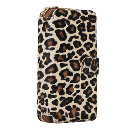 Bayelon iPhone 12 Pro Max Zipper Leather Wallet Case Purse with Holster #color_ Leopard