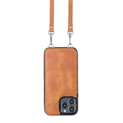 Bayelon iPhone 13 Crossbody Leather Case #color_ iPhone 13 Pro Max Coffee Brown