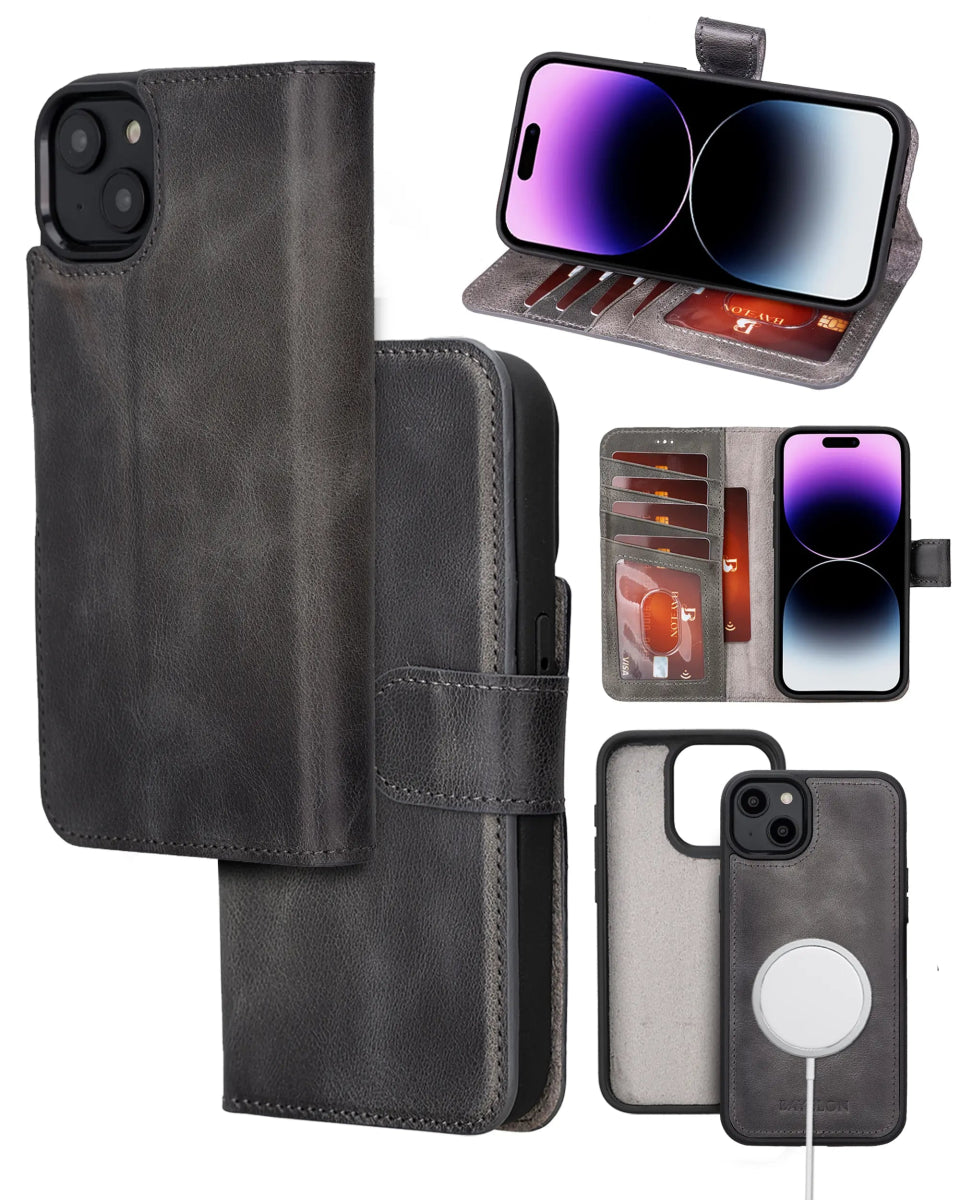 Bayelon iPhone 14 Plus Detachable Leather Wallet Case with Kickstand #color_