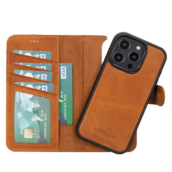 Bayelon iPhone 14 Pro Detachable Leather Wallet Case with Kickstand #color_