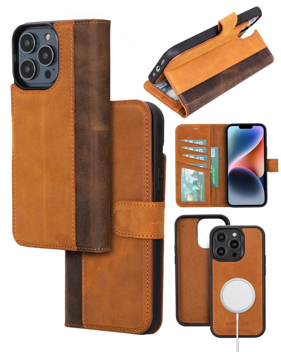 Bayelon iPhone 14 Pro Detachable Leather Wallet Case with Kickstand #color_