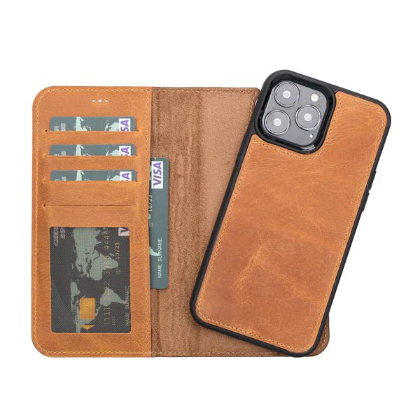 iPhone 14 Pro Max Detachable Leather Wallet Case with Kickstand by Bayelon