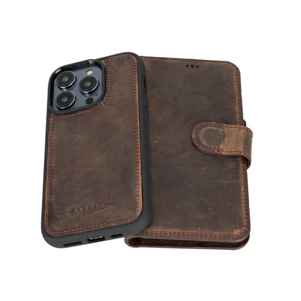 iPhone 14 Pro Max Detachable Leather Wallet Case with Kickstand by Bayelon