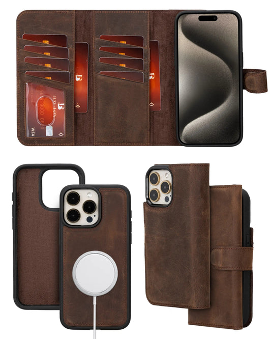 Bayelon iPhone 14 Pro Max Trifold Leather Wallet Case #color_