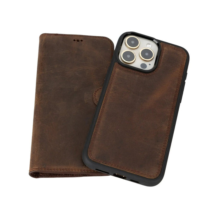 MagSafe Compatible iPhone 15 Pro Detachable Leather Wallet Case | Bayelon