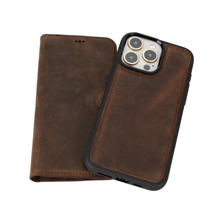 MagSafe Compatible iPhone 15 Pro Max Detachable Leather Wallet Case  | Bayelon