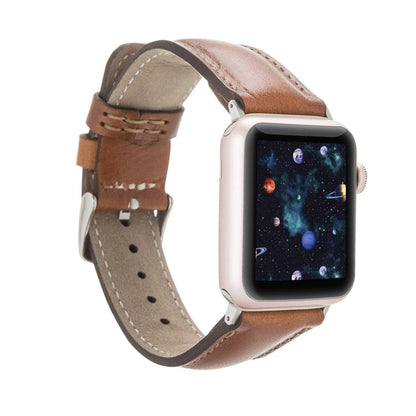 Bayelon Leather Apple iWatch Padded Strap #color_ Rustic Tan