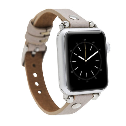 Bayelon Leather Apple Watch Band with a Rivet #color_ Gray