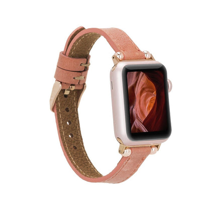 Bayelon Leather Apple Watch Band with a Rivet #color_ Brick