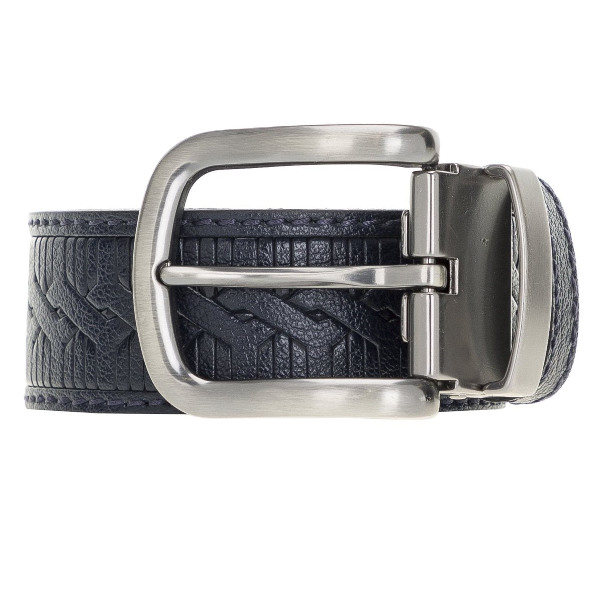 Bayelon Leather Black Belt for Men #color_ 32" to 46" Waist Adjustable Navy