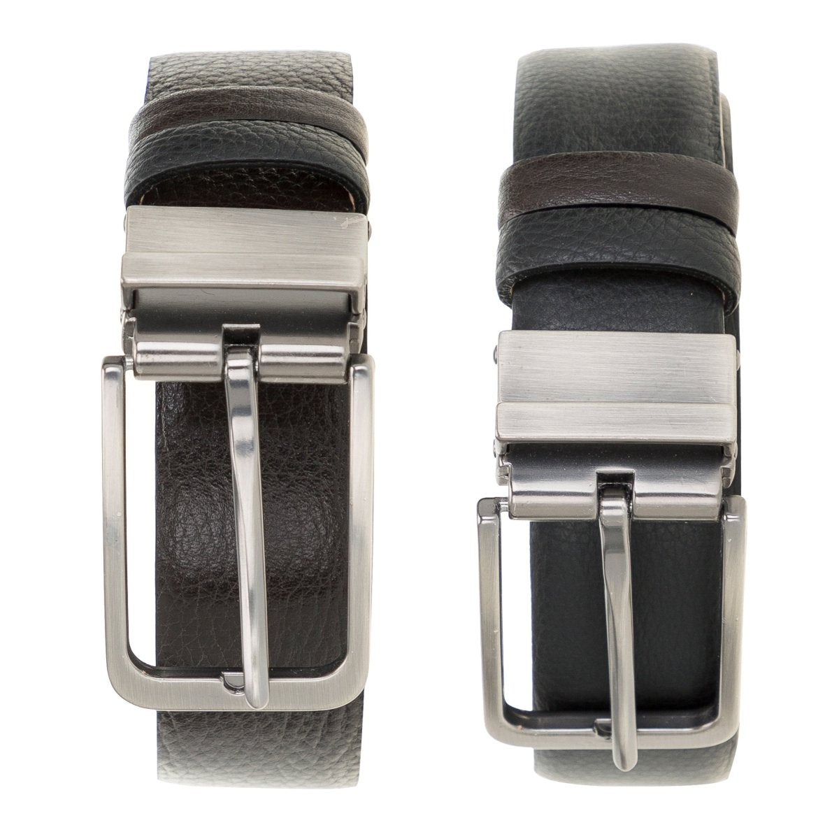 Bayelon Leather Black-Brown Men's Belt #color_ 32" to 52" Waist Adjustable Floater Black Brown