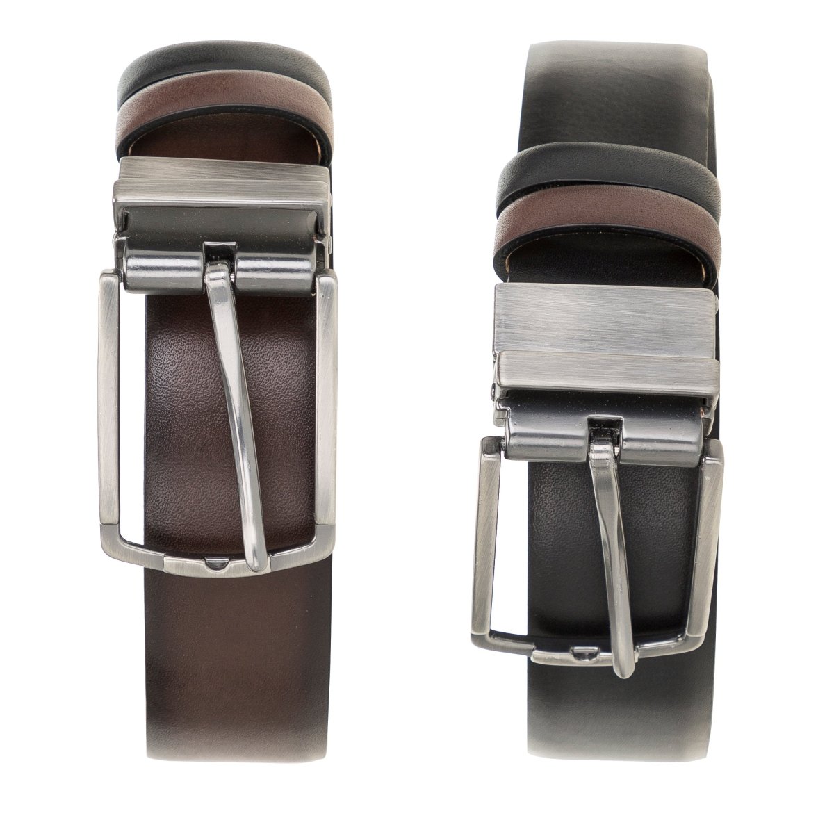 Bayelon Leather Black-Brown Men's Belt #color_ 32" to 52" Waist Adjustable Antique Black Brown