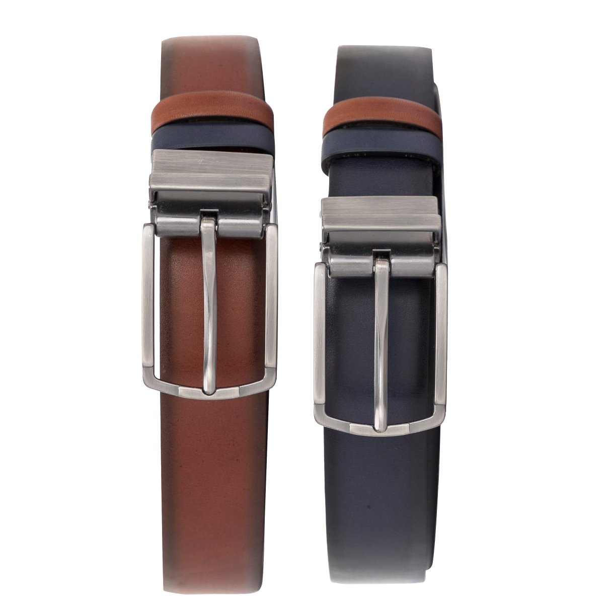 Bayelon Leather Black-Brown Men's Belt #color_ 32" to 52" Waist Adjustable Antique Navy Tobacco