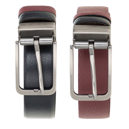 Bayelon Leather Black-Brown Men's Belt #color_ 32" to 52" Waist Adjustable Floater Navy Burgundy