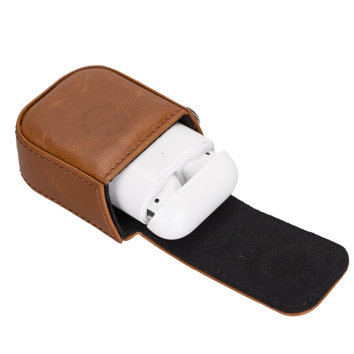 Bayelon Leather Case for AirPods 2 & 1 #color_ Rustic Brown