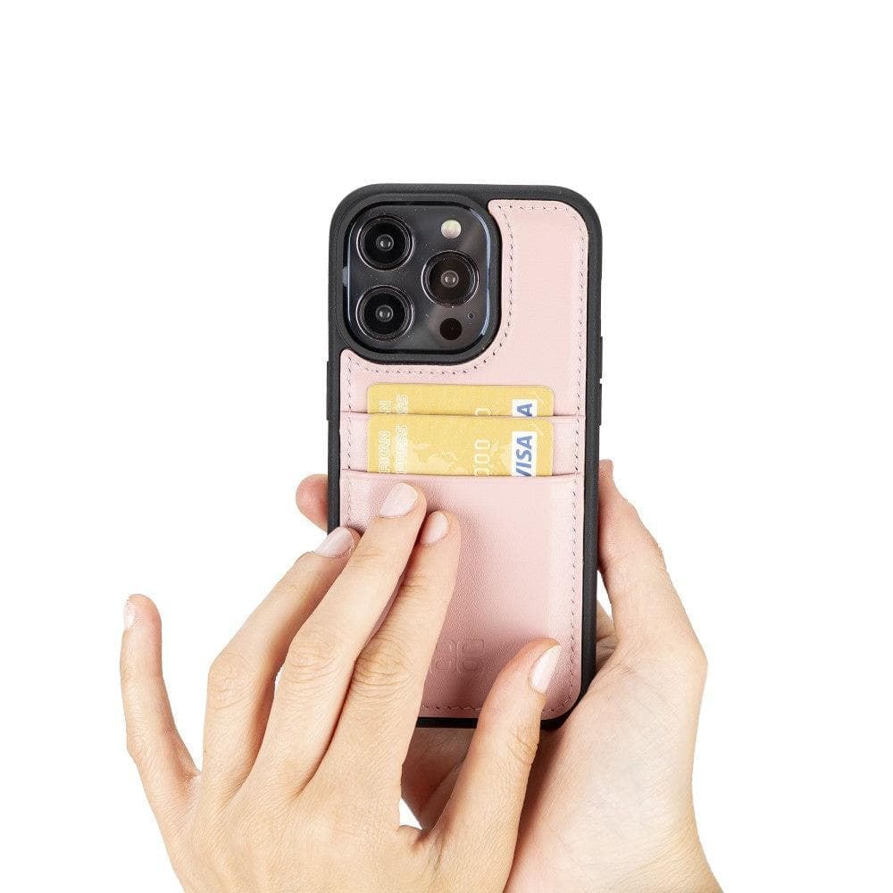 Bayelon Flex Cover Leather iPhone 15 Pro Case with Card Holder