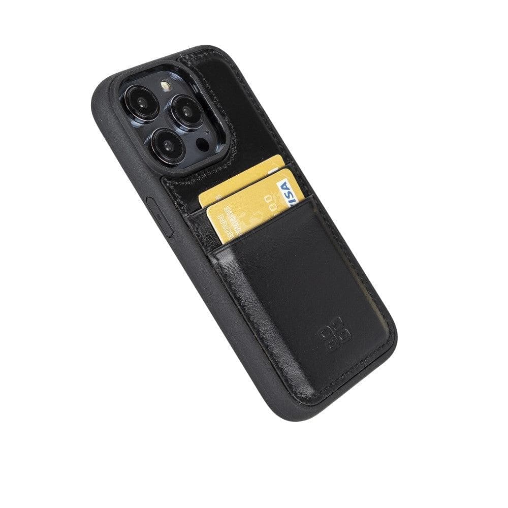 Bayelon Flex Cover Leather iPhone 15 Plus Case with Card Holder