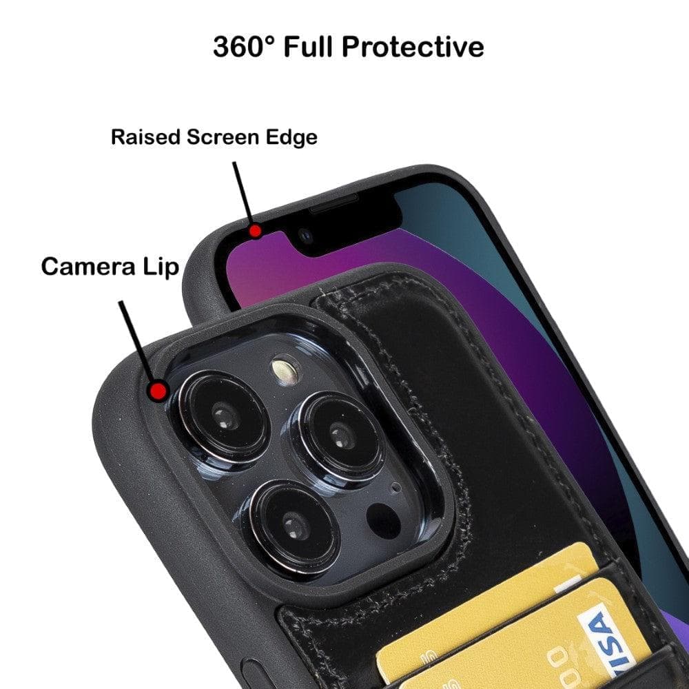 Bayelon Bayelon Flex Cover Leather iPhone 15 Case with Card Holder