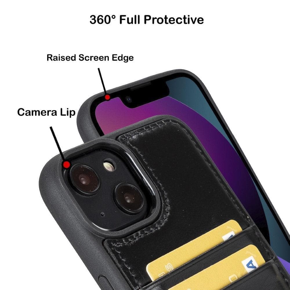 Bayelon Flex Cover Leather iPhone 15 Plus Case with Card Holder