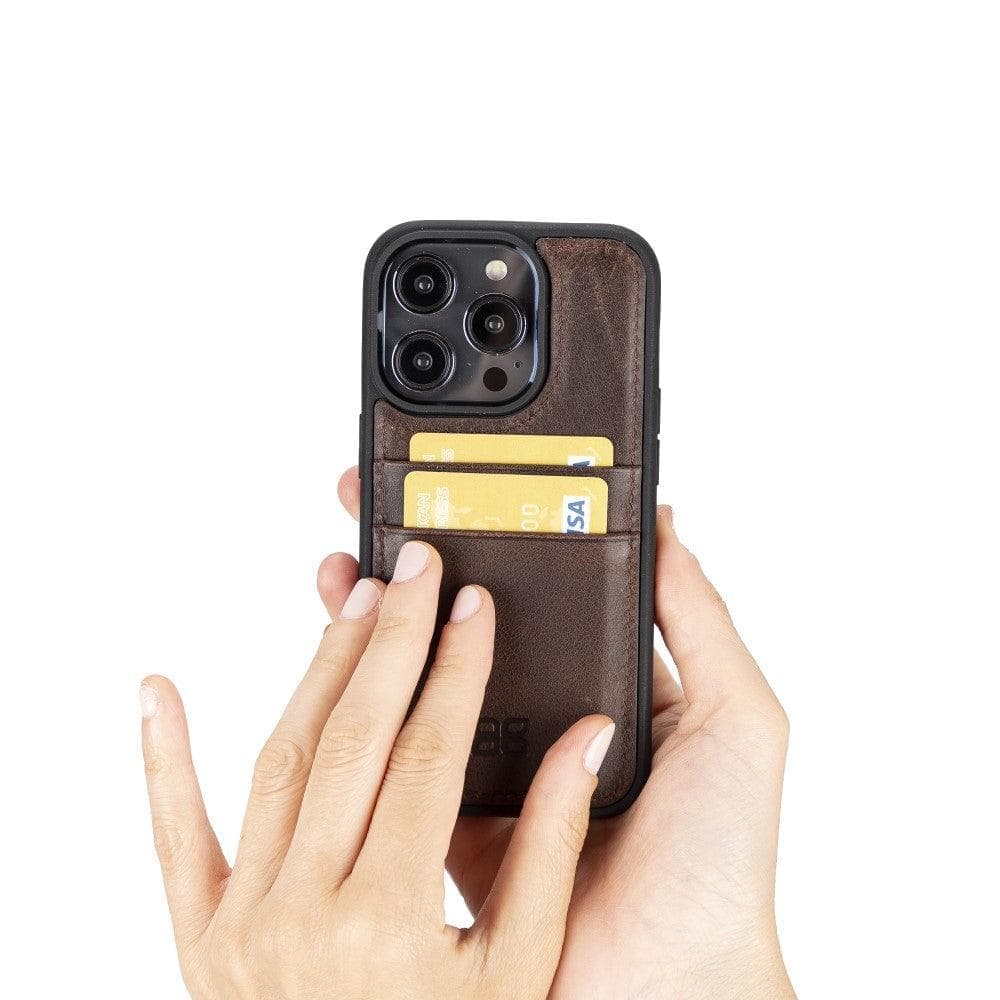 Bayelon Flex Cover Leather iPhone 15 Plus Case with Card Holder