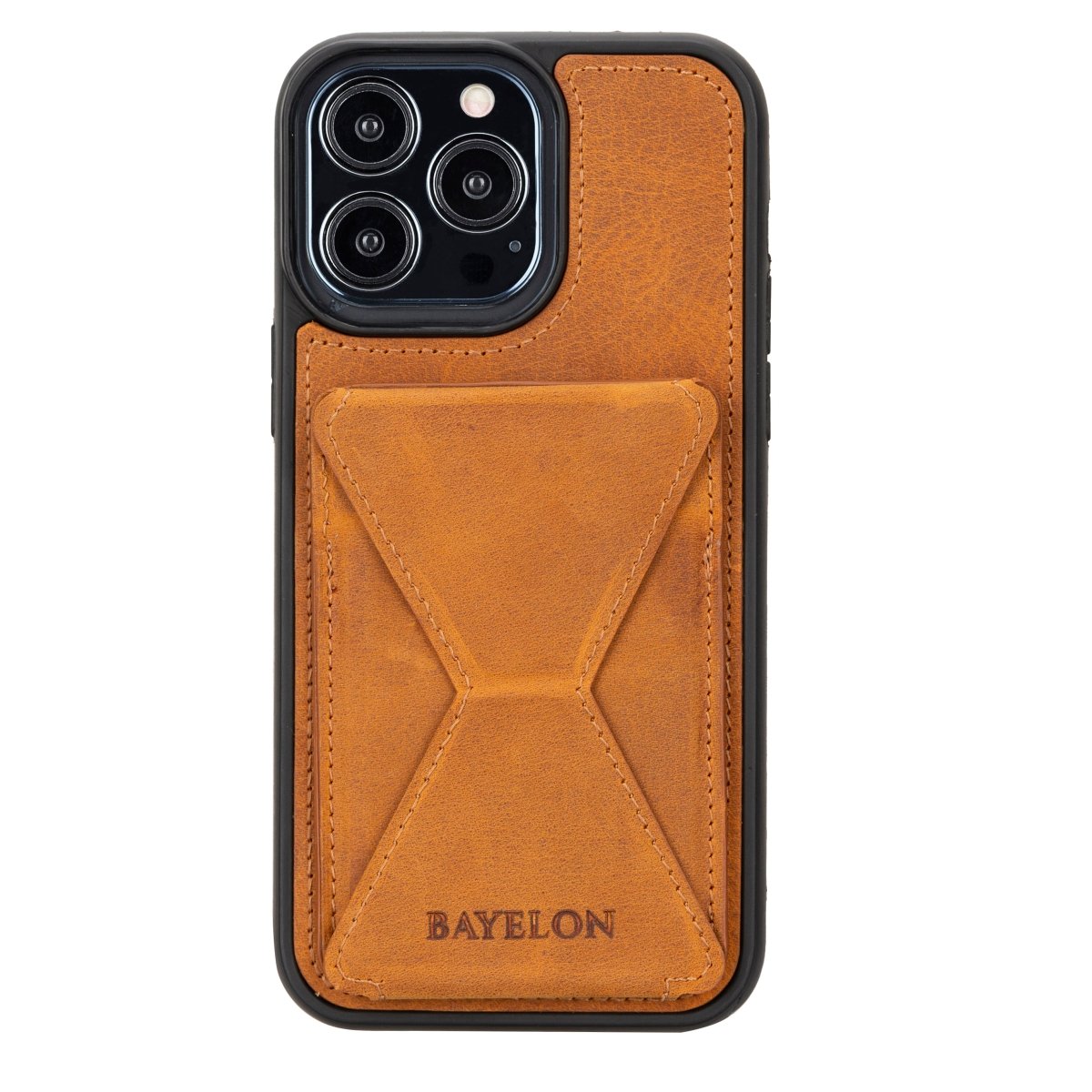 Bayelon Leather Magnetic Card Holder for iPhone 14, 13 and 12 Models with Kickstand #color_