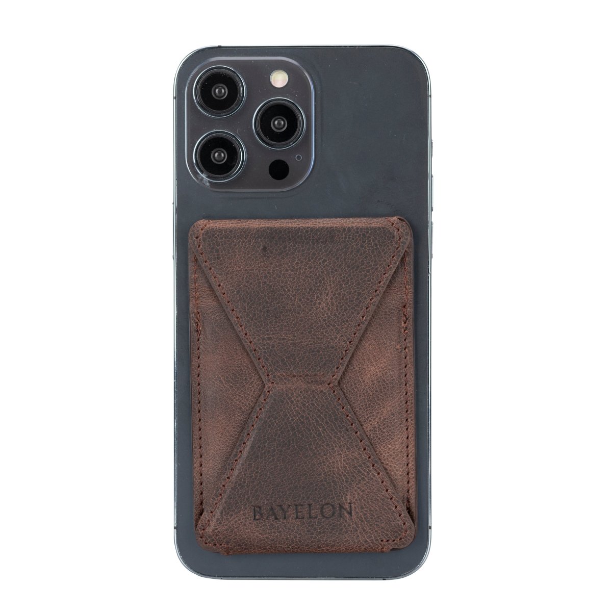 Bayelon Leather Magnetic Card Holder for iPhone 14, 13 and 12 Models with Kickstand #color_