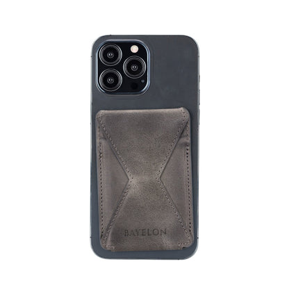 Bayelon Leather Magnetic Card Holder for iPhone 14, 13 and 12 Models with Kickstand #color_