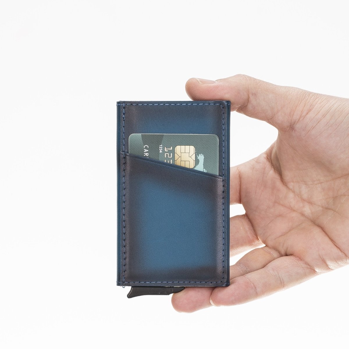 Bayelon Leather Mechanical Pop Up Card Holder With RFID #color_