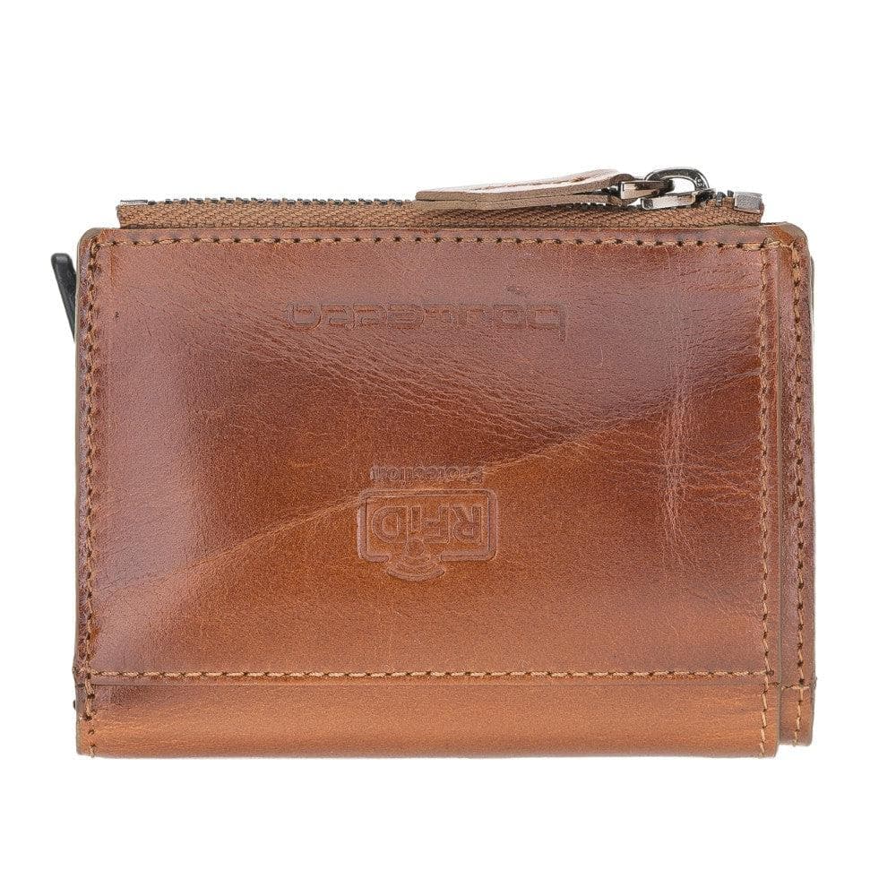 Bayelon Zip Mechanical Leather Card Holder - RFID Protected