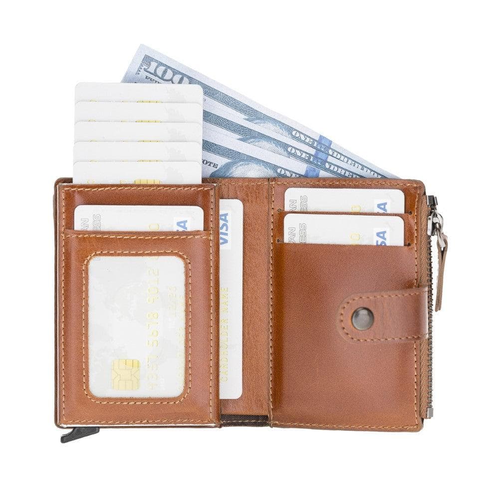 Bayelon Zip Mechanical Leather Card Holder - RFID Protected