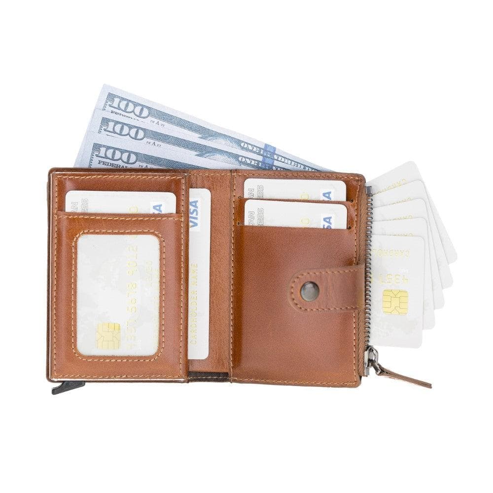 Bayelon Zip Mechanical Leather Card Holder - RFID Protected
