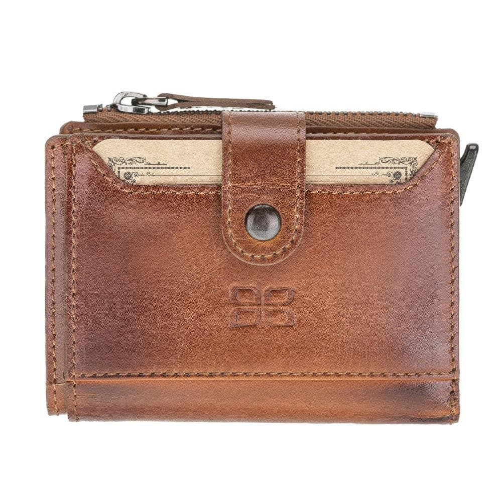 Bayelon Zip Mechanical Leather Card Holder - RFID Protected Tan