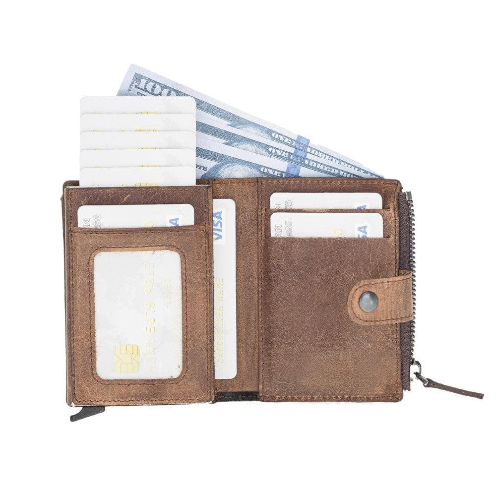 Bayelon Zip Mechanical Leather Card Holder - RFID Protected