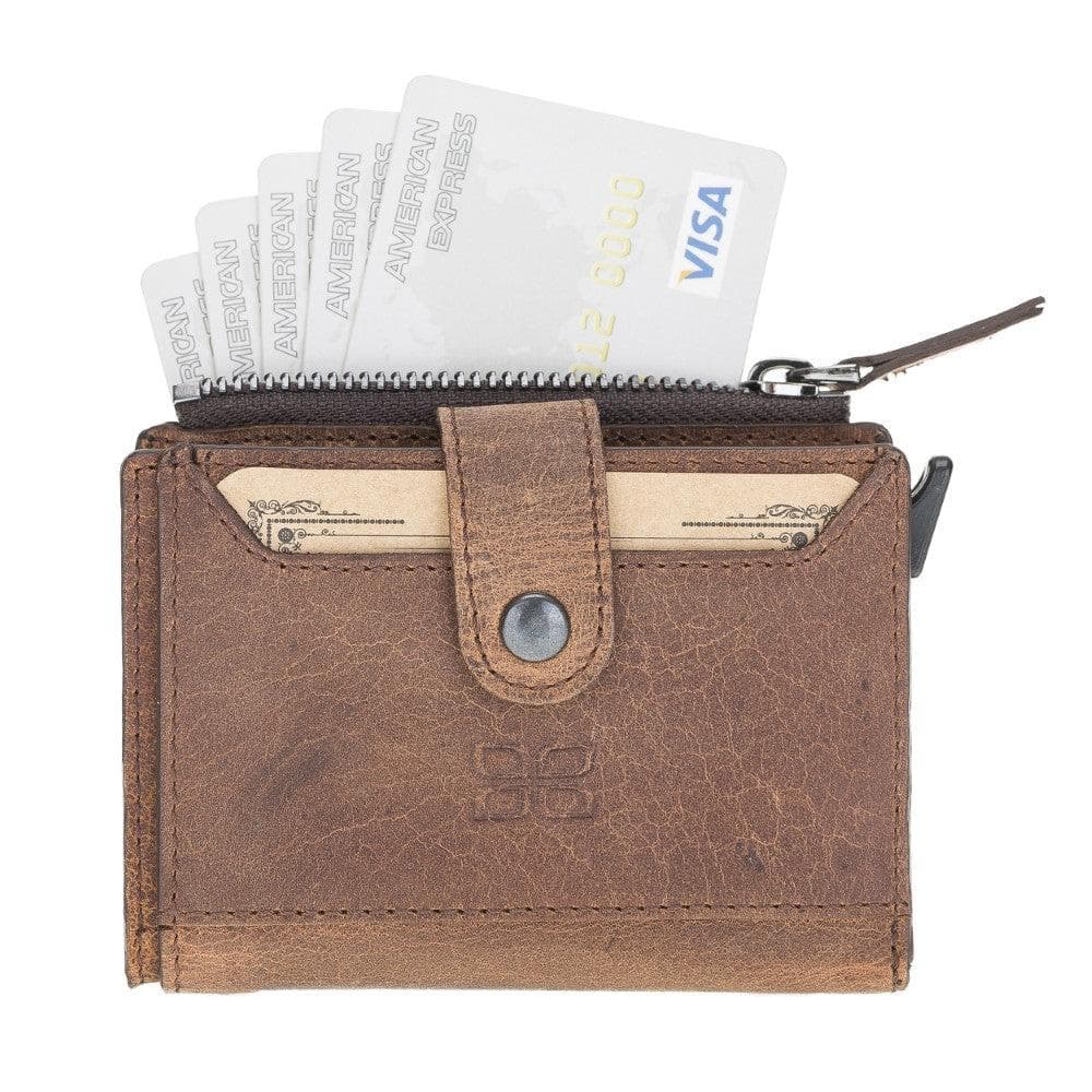 Bayelon Zip Mechanical Leather Card Holder - RFID Protected