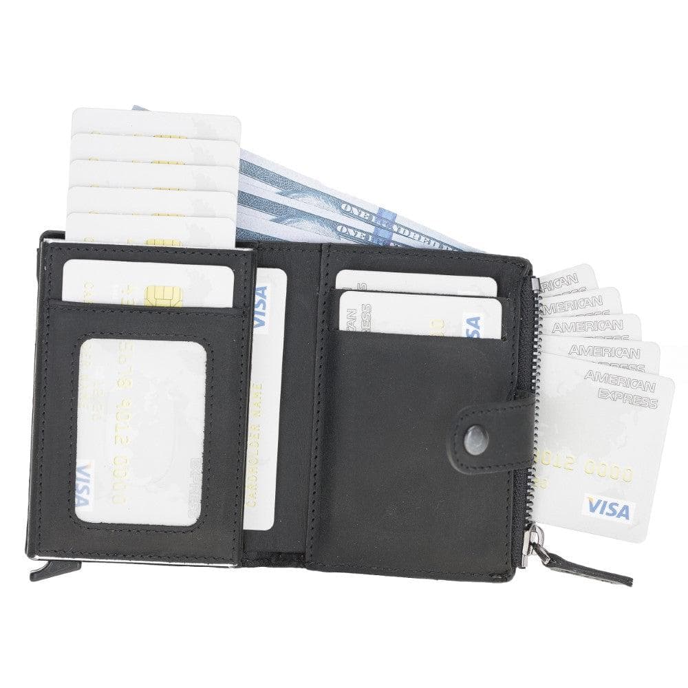 Bayelon Zip Mechanical Leather Card Holder - RFID Protected
