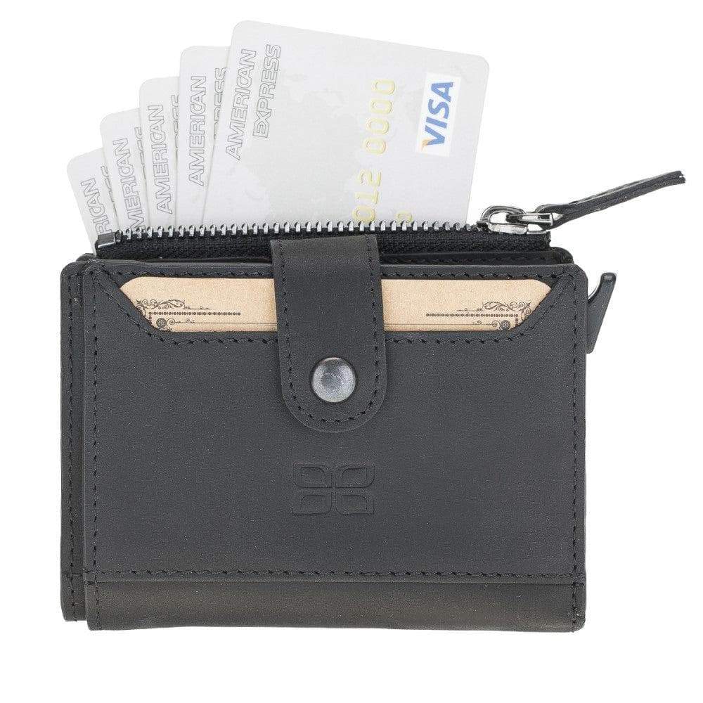 Bayelon Zip Mechanical Leather Card Holder - RFID Protected