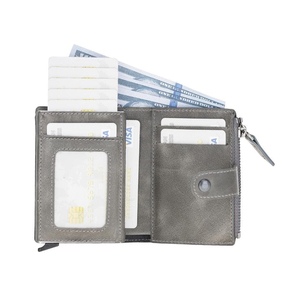 Bayelon Zip Mechanical Leather Card Holder - RFID Protected