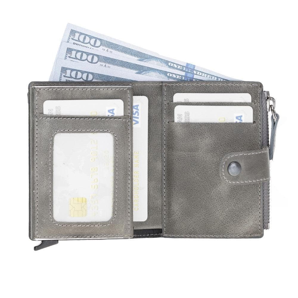 Bayelon Zip Mechanical Leather Card Holder - RFID Protected