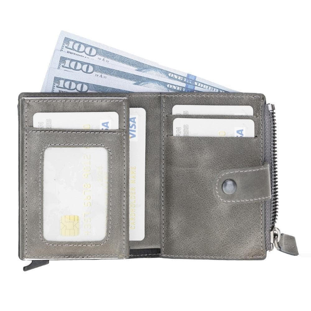 Bayelon Zip Mechanical Leather Card Holder - RFID Protected