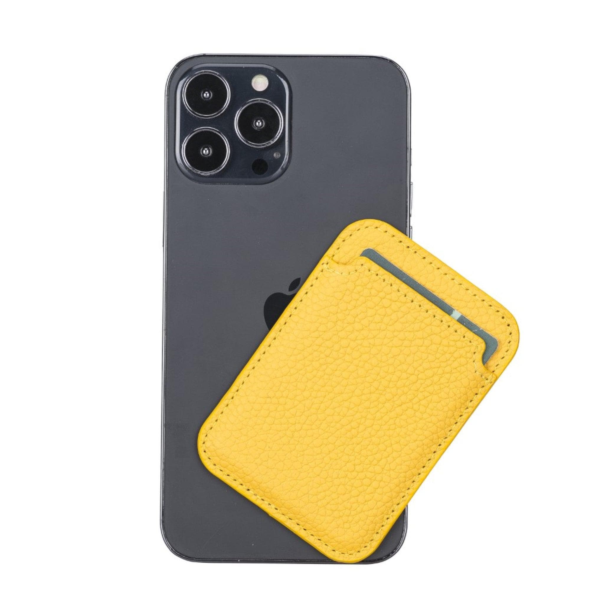 Bayelon Maggy Leather Magnetic Card Holder - Minimalist Design Yellow