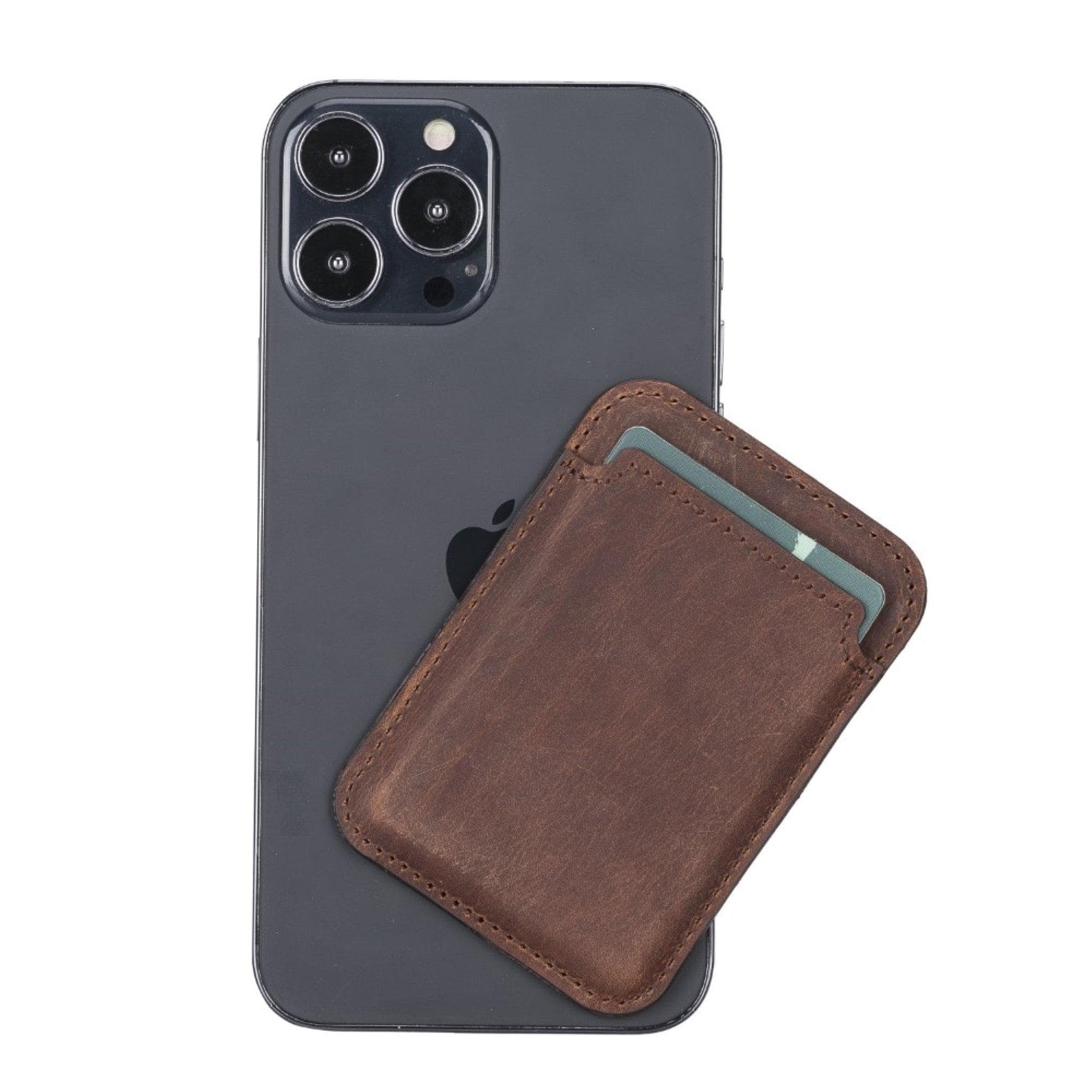 Bayelon Maggy Leather Magnetic Card Holder - Minimalist Design Saddle Brown