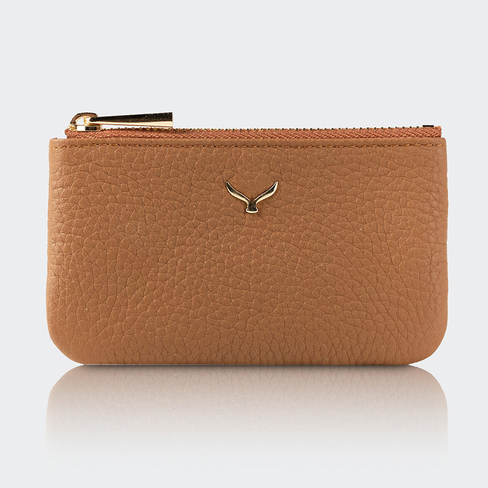 Mapi 3002 Unisex Leather Coin Purse With Zipper Camel