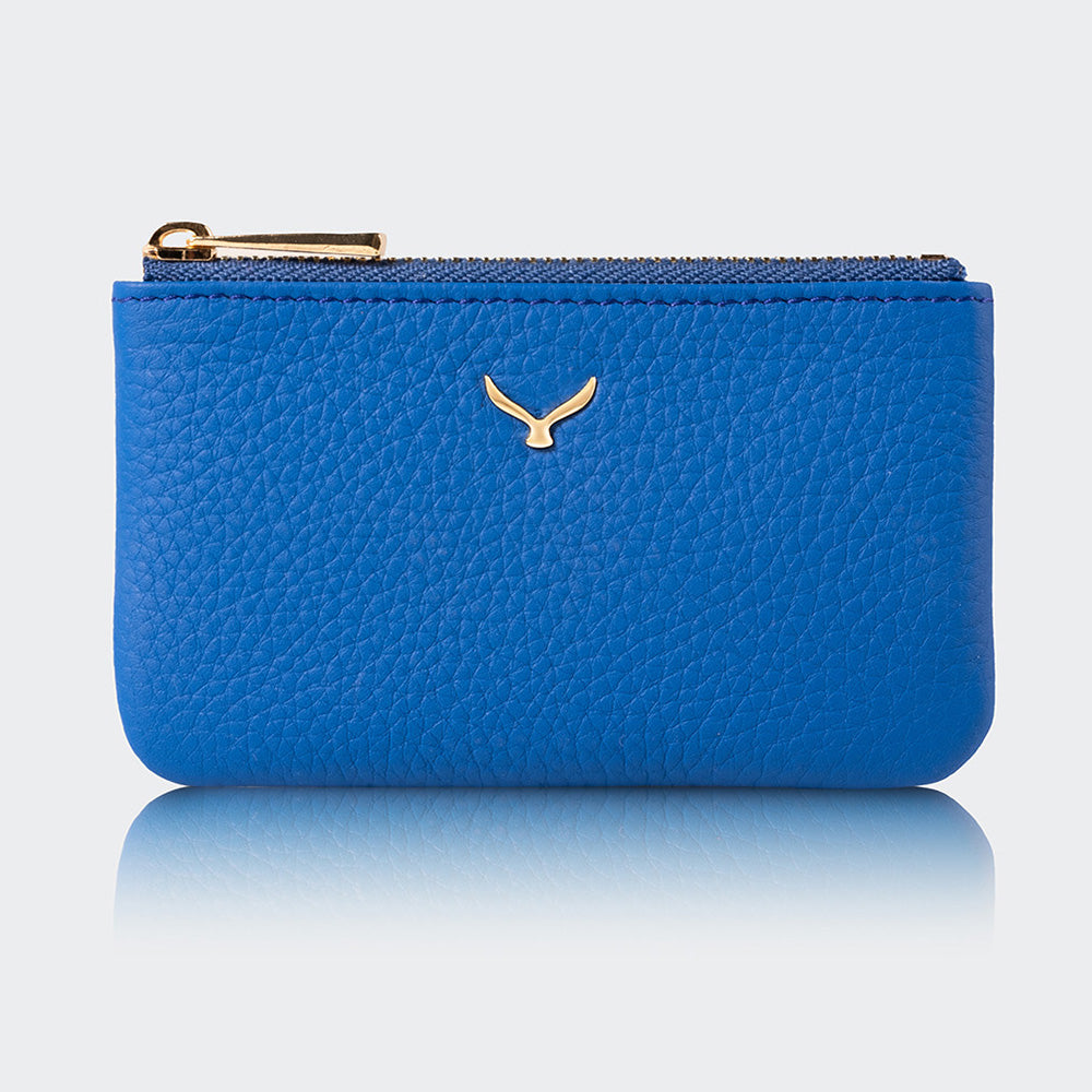 Mapi 3002 Unisex Leather Coin Purse With Zipper Blue