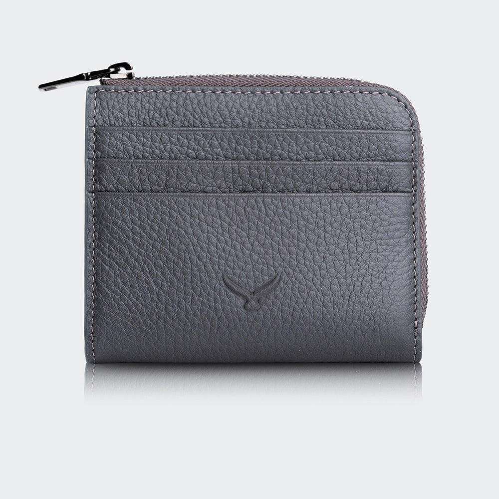 Mapi 4506 Men Leather Card Holder With Zipper Antrasite Gun Metal