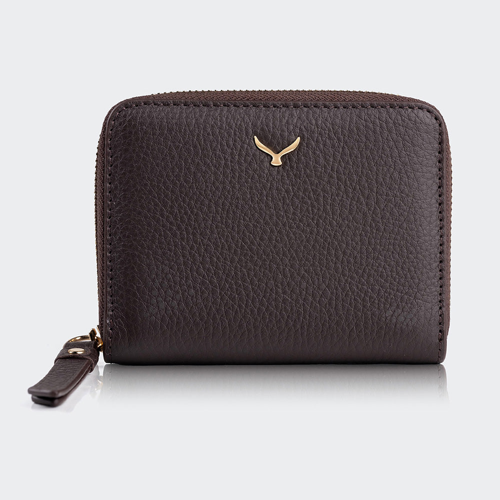 Mapi 5108 Women Mini Leather Wallet Brown Light Gold