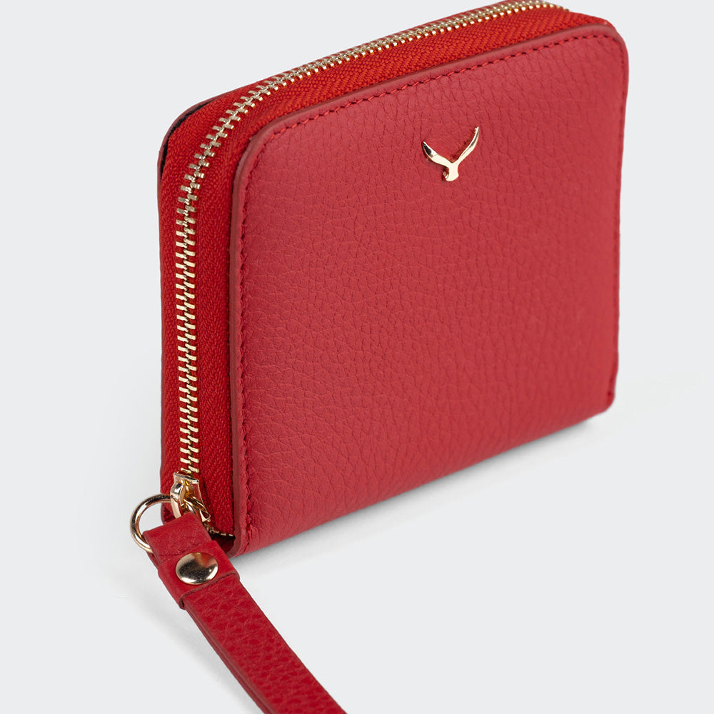 Mapi 5108 Women Mini Leather Wallet Red Light Gold